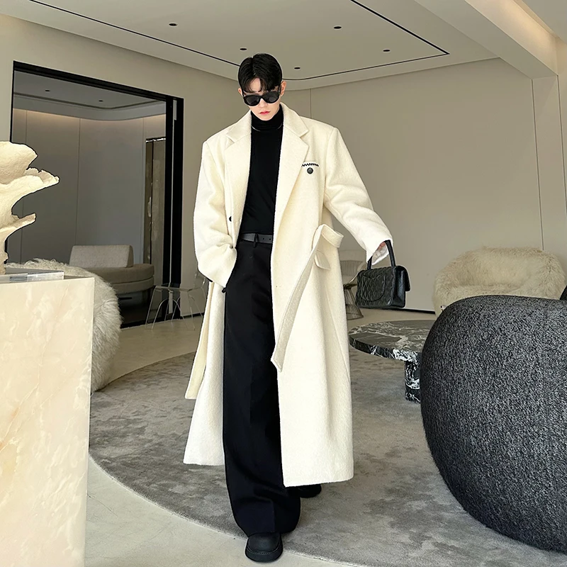 Корейский дизайн мужские шерстяные пальто повседневные утолщенные однобортные