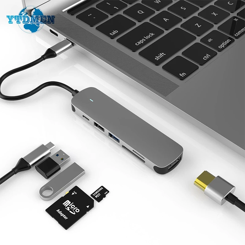

USB Hub Type C To Hdmi-Compatible Dock Station Multi Splitter TF/SD Card PD Adapter For Macbook Air Pro Ipad Pro PC Accessories