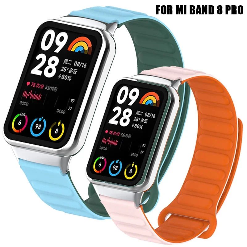 

Magnetic Loop Wirstband for Mi Band 8 Pro Strap Silicone Sport Watchband for Xiaomi Band 8 pro Correa Bracelet Metal Interface