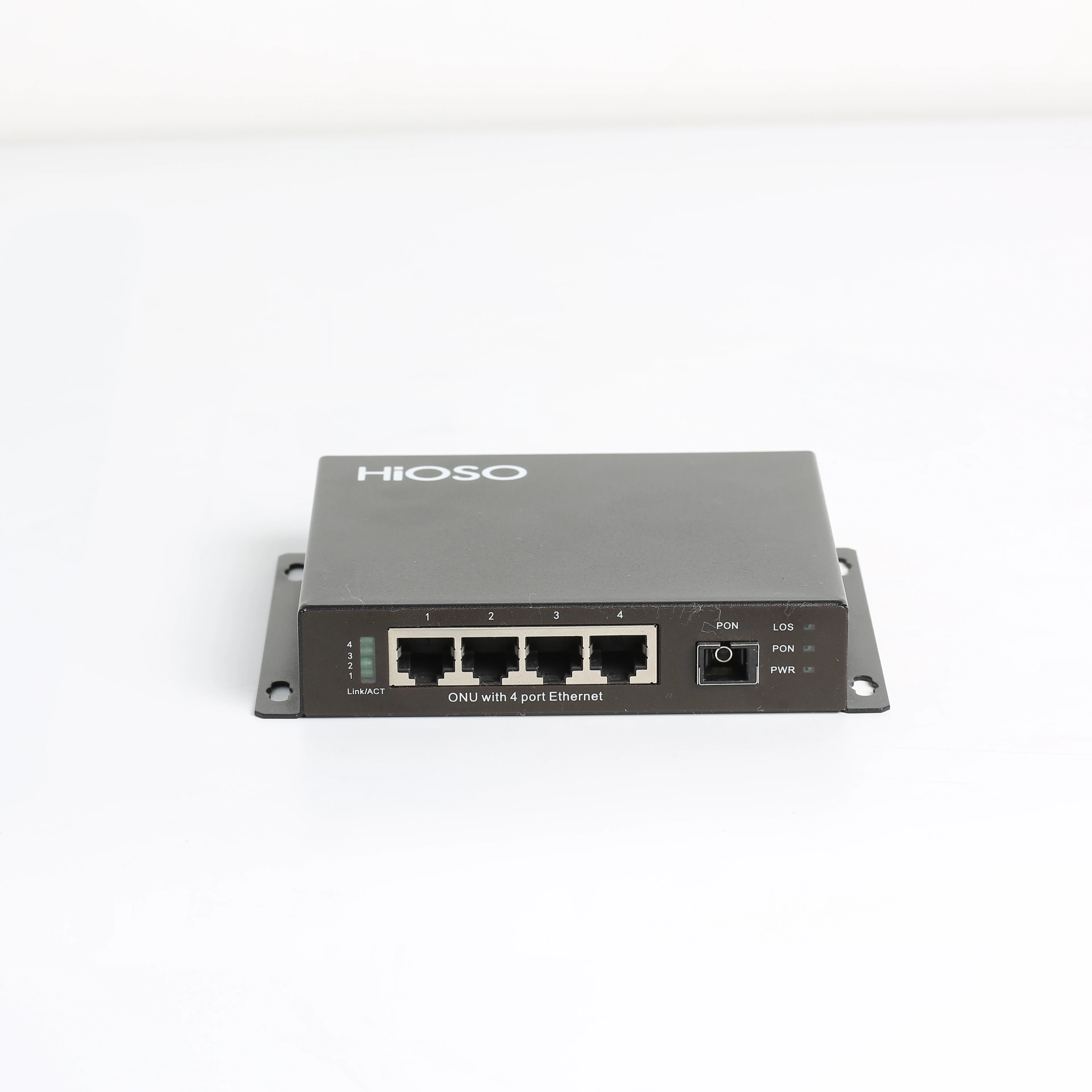 Фото HiOSO GPON ONT имеет высококачественный металлический корпус для настенного монтажа, поддерживает GPON и EPON OLT, обеспечивает 4 порта 100M RJ45 Ethernet. №1