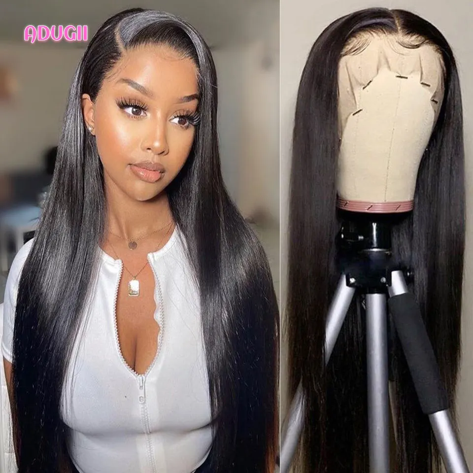 

Straight Lace Front Human Hair Wig For Black Women Pre Plucked Transparent Closure Wig 13X4 22inch Straight Lace Frontal Wig