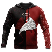 newest red and black skull angel 3d printed fashion men pullover and sweatshirt autumn unisex zipper hoodie sportswear casual