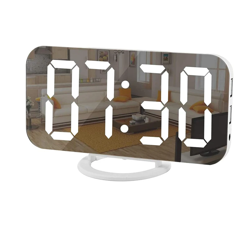 

Digital Clock Large Display LED Electric Alarm Clocks Mirror Surface for Makeup with Diming Modern Decoration for Home Bedroom