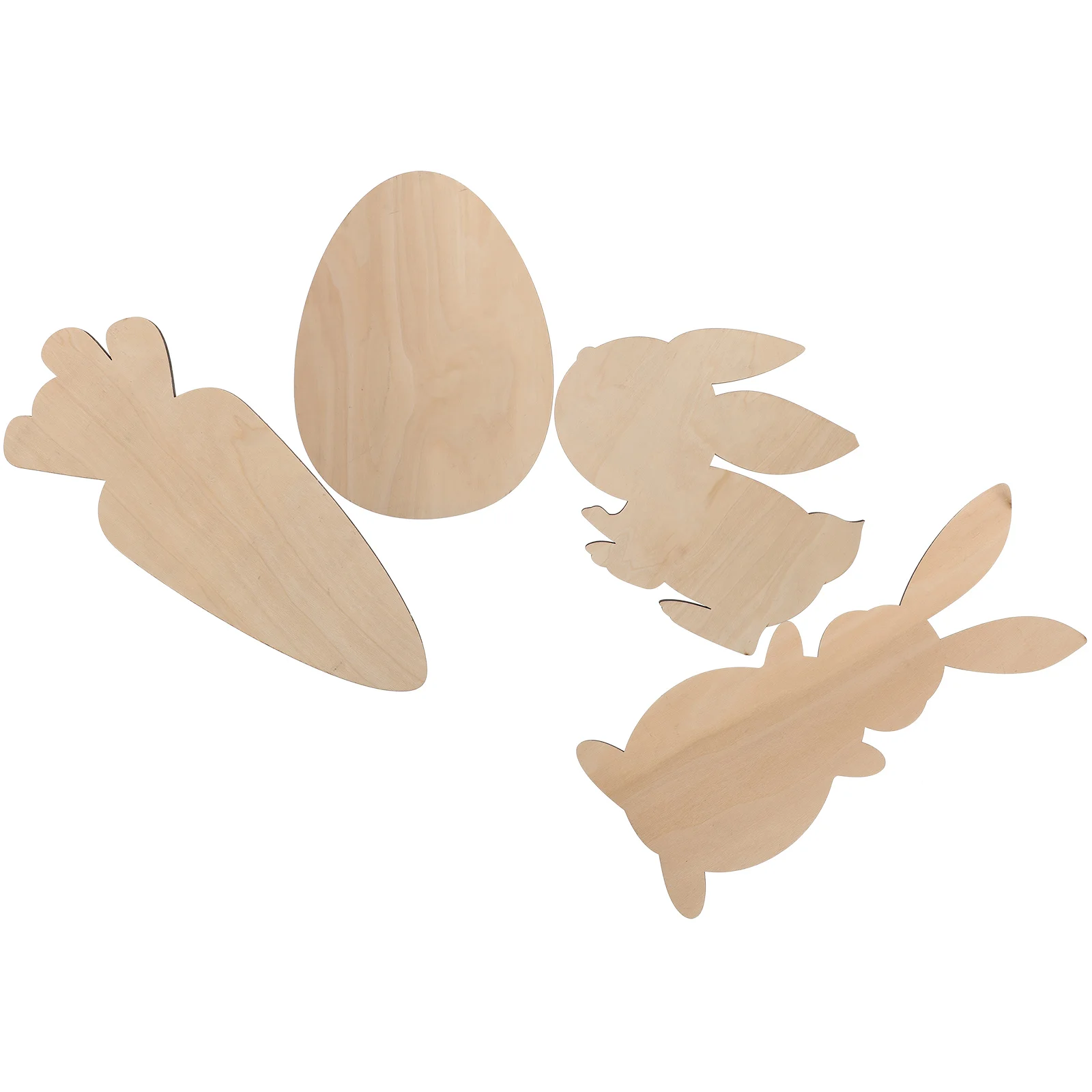

4Pcs Simulation Wooden Carrot Kids Hand-painted Bunny Props DIY Graffiti Easter Eggs