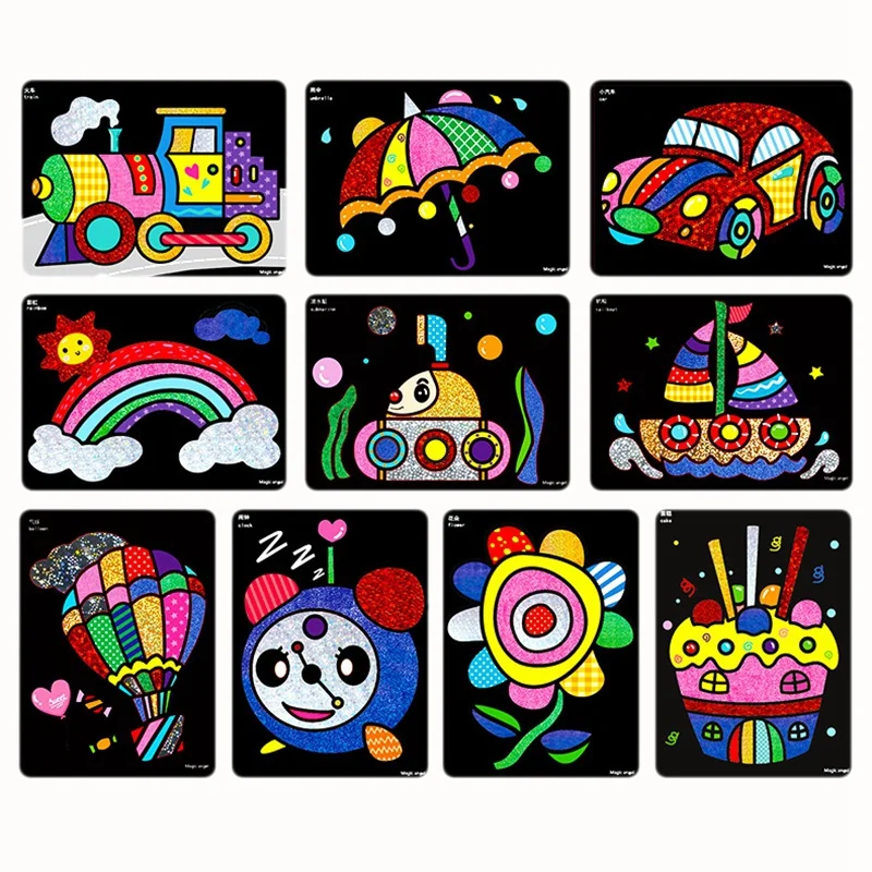 

15 Pcs Kids Colorful Fun DIY Magic Transfer Sticker Painting Arts And Crafts For Kids Education Cultivate Imagination