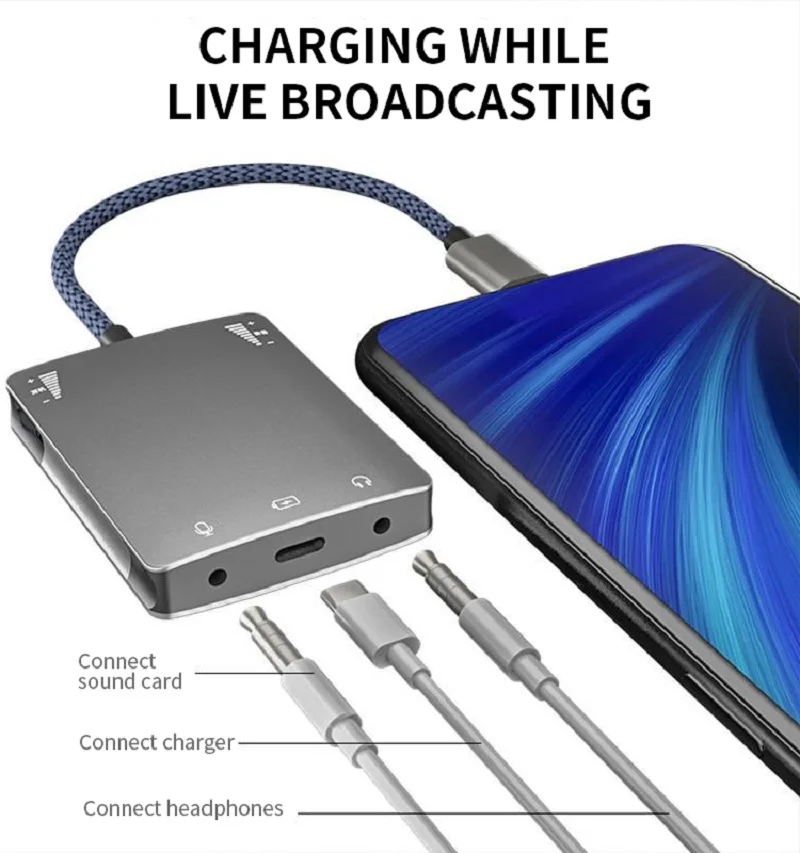 USB C Live Sound Card Speaker 3.5mm Audio Interface Adapter For Iphone Huawei Samsung Headphone High Quality Live Converter