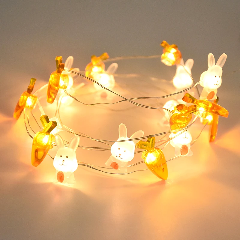 

2M 20LED Easter Bunny String Lights Decoration Home Egg Rabbit Fairy Light Ornaments Home Happy Easter Party Favor Gift Supplies