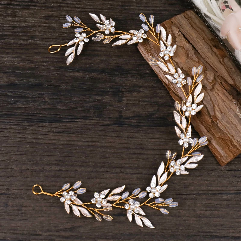 

Wedding Headbands For Flower Girls Head Accessories Women Bridal Wedding Headbands Golden Leaf Hair Jewelry