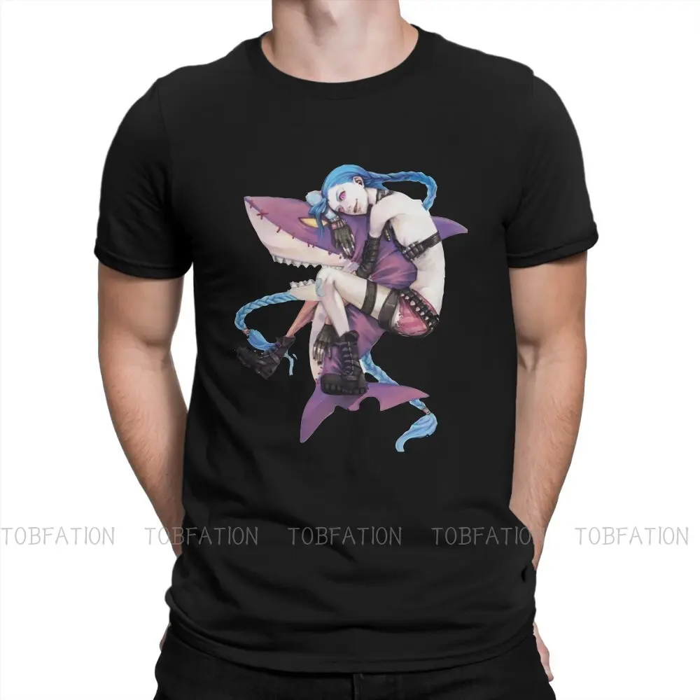 

Jinx Shark Hip Hop TShirt Arcane League of Legends Animated Creative Streetwear Casual T Shirt Male Short Sleeve Special Gift