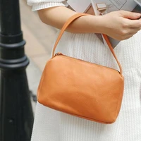 vintage ladies clutch bags versatile genuine leather handbag natural cowhide solid color small women shoulder bags