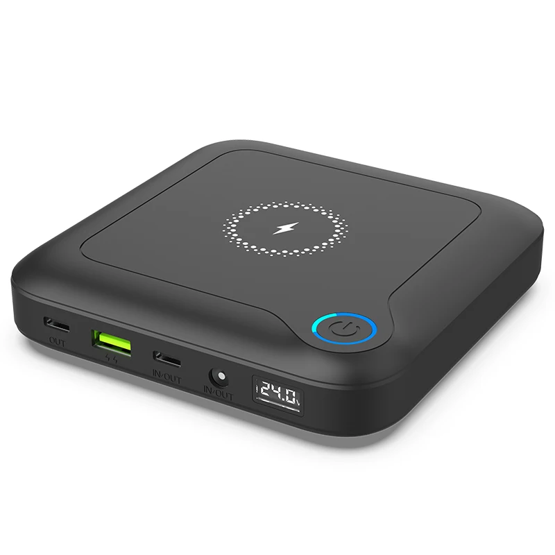 

Laptop Power Bank 24000mAh Portable Charger Powerbank Wireless Charge PD 60W USB 22.5W Fast Charging For iPhone Xiaomi Cellphone