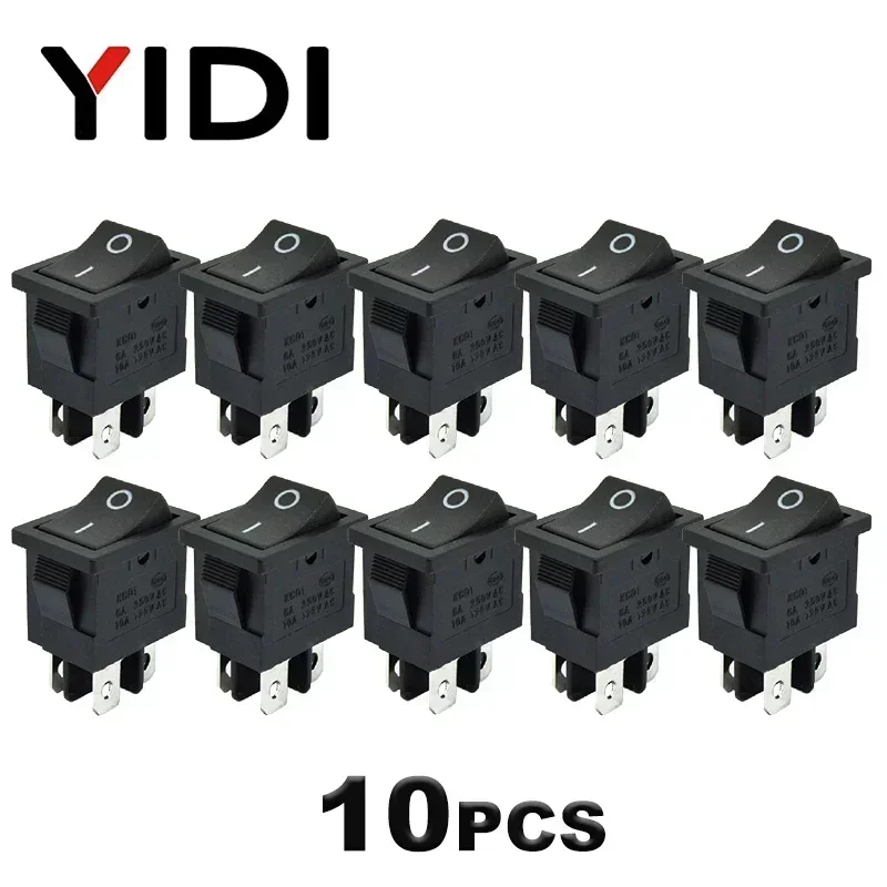 

Пластиковые светодиодные выключатели YIDI KCD1-104 6A 220В красные 5/10 шт