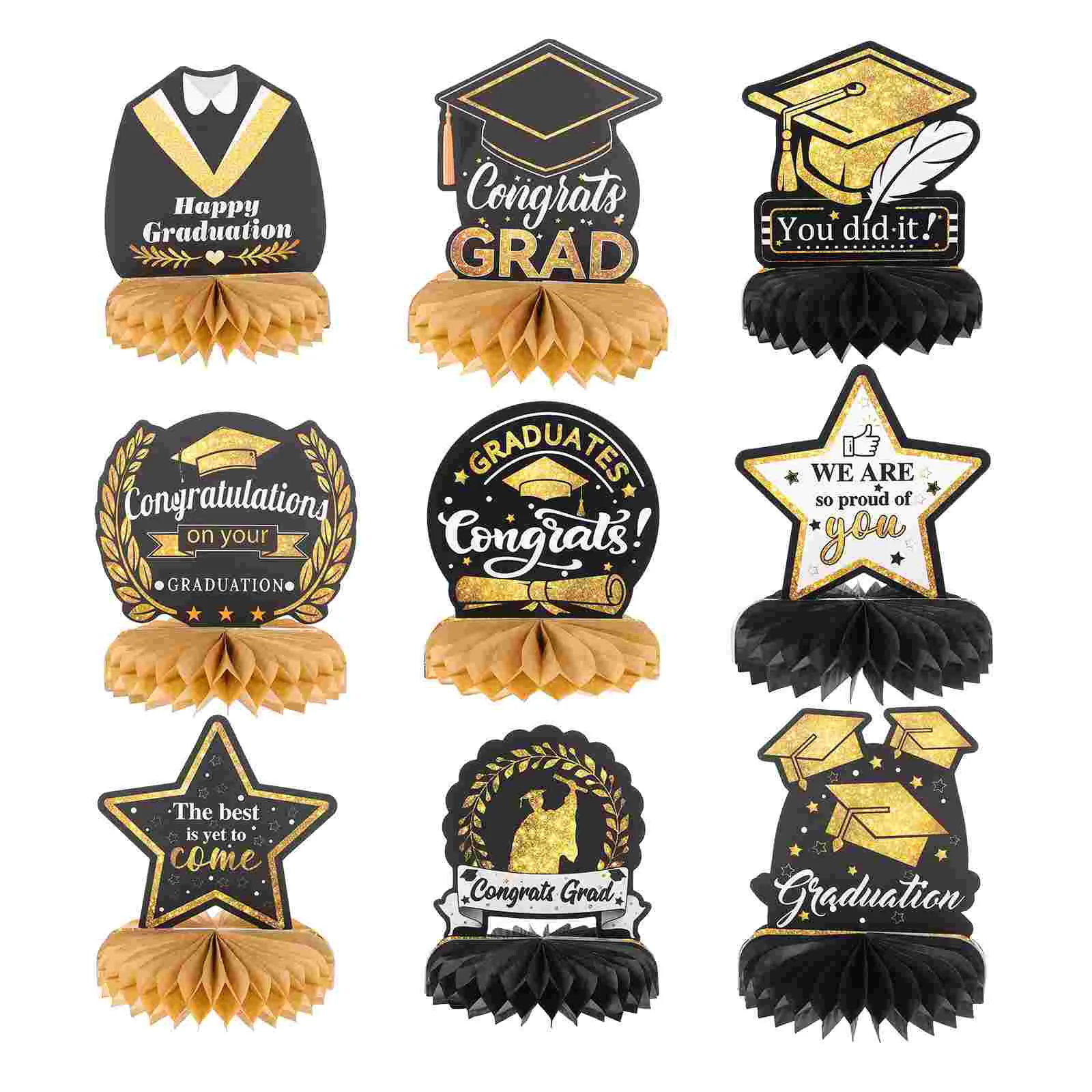 

Graduation Table Party Decorations Decor Honeycomb Centerpieces Ornament Centerpiecebackgroundclass Papertabletop Sign Topper