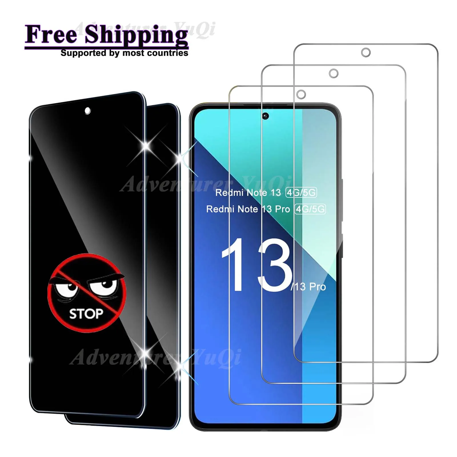 1-4 Защита экрана для Redmi Note 13 Pro 4G 5G Xiaomi закаленное стекло HD Кристалл анти шпион PEEP