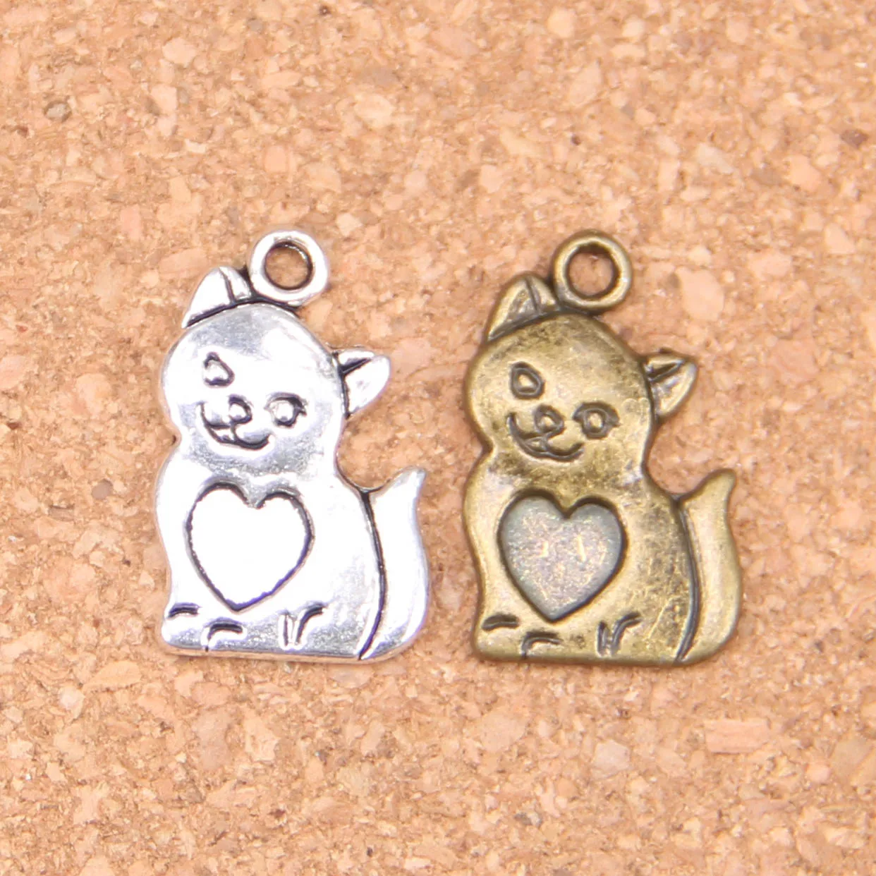 

96pcs Charms cat heart 21x14mm Antique Pendants,Vintage Tibetan Silver Jewelry,DIY for bracelet necklace