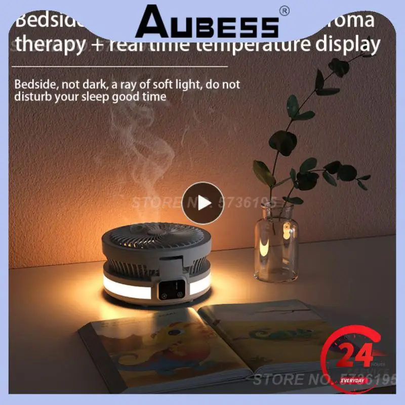 

Charging Folding 4-speed Fan Desktop Light Real-time Temperature Summer Fan With Aromatherapy Fan Portable For Home Office