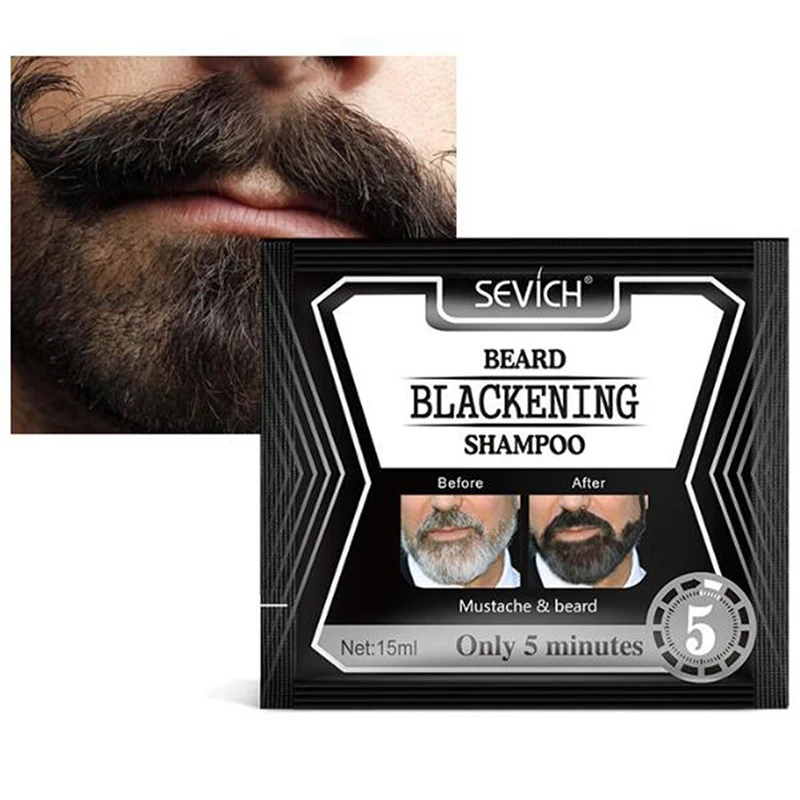 

1pcs Instant Hair Dye Black Beard Shampoo For Men Natural Beard Coloring Temporary Blackening Moustache Shampoo Wash Convenient