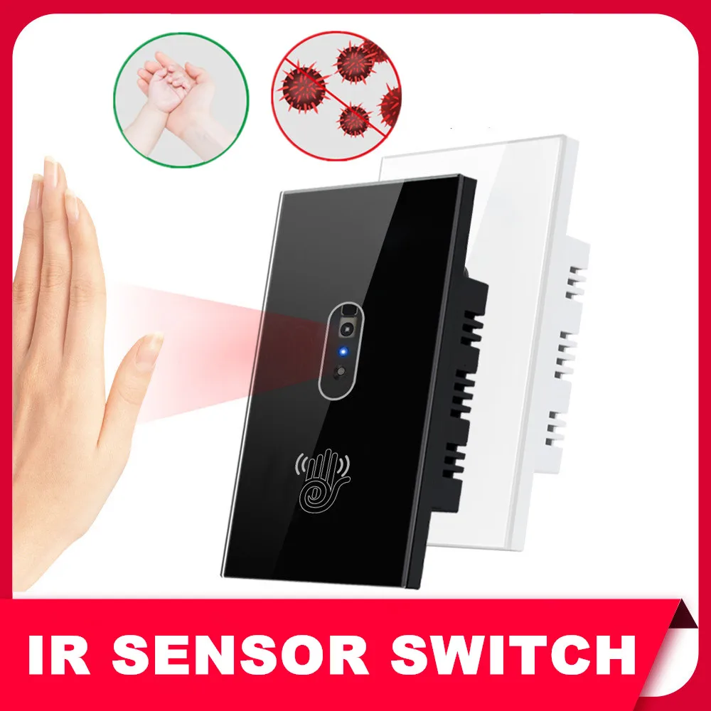 

Smart IR Sensor Switch Wall Light Infrared No Need To Touch Glass Screen Panel On Off US 110V 220V 10A Electrical Power