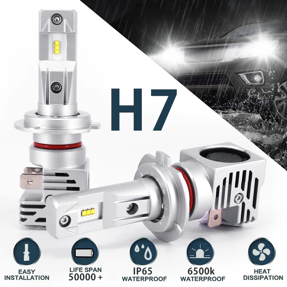 

24000LM H7 LED Headlights 6500K White LED Fog Light Bulbs 8 CSP Chips Super Bright IP65 Waterproof Car LED Head Light Bulbs