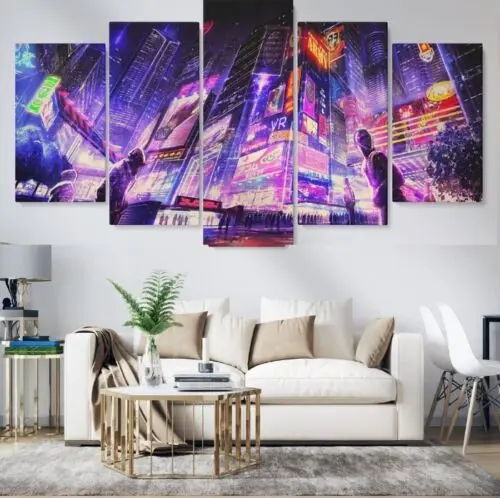 

5Pcs Futuristic City Canvas No Framed Art Poster Home Decor Paintings Wall Pictures Room Decor Modern Abstract HD Print 5 Panel