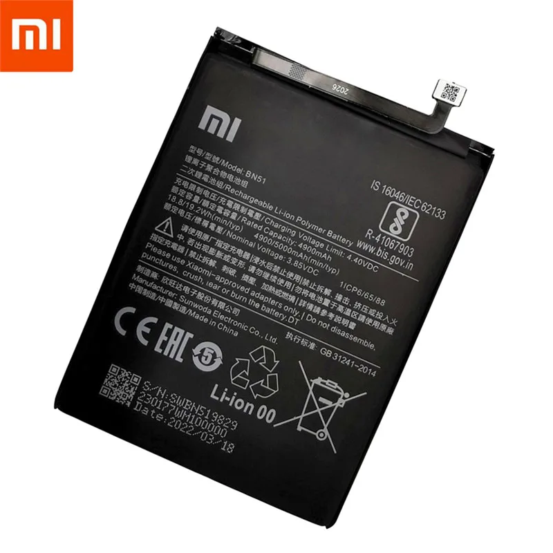 100 new xiaomi original replacement battery 5000mah bn51 for xiaomi redmi 8 redmi 8a redmi8 authentic phone battery tools free global shipping