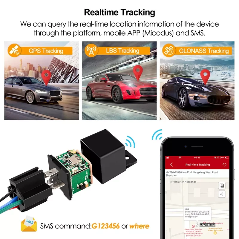 

MV720 Mini GPS Tracker Car Tracker Micodus Cut Off Fuel GPS Car Locator 90V 80mAh Shock Overspeed Alert Free APP Remote Control