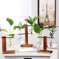 creative wooden frame hydroponic glass flower transparent nordic design vase living room desktop decoration home decorations