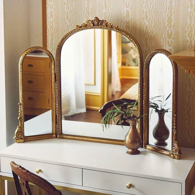 

Металлическое зеркало для макияжа, золотая рамка, винтажное зеркало в стиле макраме, нестандартная гардеробная, Self Cut, декоративное украшение для дома Lustra