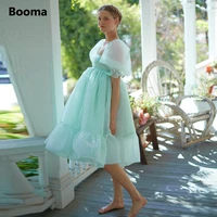 booma mint green organza midi prom dresses short puff sleeves empire tea length formal party dresses 2022 a line prom gowns
