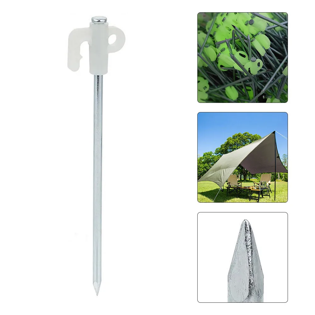

Luminous Tent Spiral Steel Stakes Pegs Nail Canopy Awning Ground Nail 20cm Outdoor Travel Camping Accessories