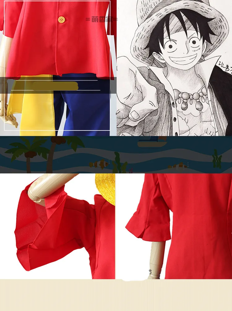 Японское аниме One Piece Monkey D. Luffy костюм комикс con ролевая игра Косплей Одежда с