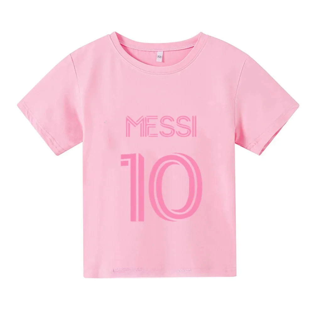 Футболка С Принтом Месси Для Детей Хлопковый Летний Топ Унисекс Короткими