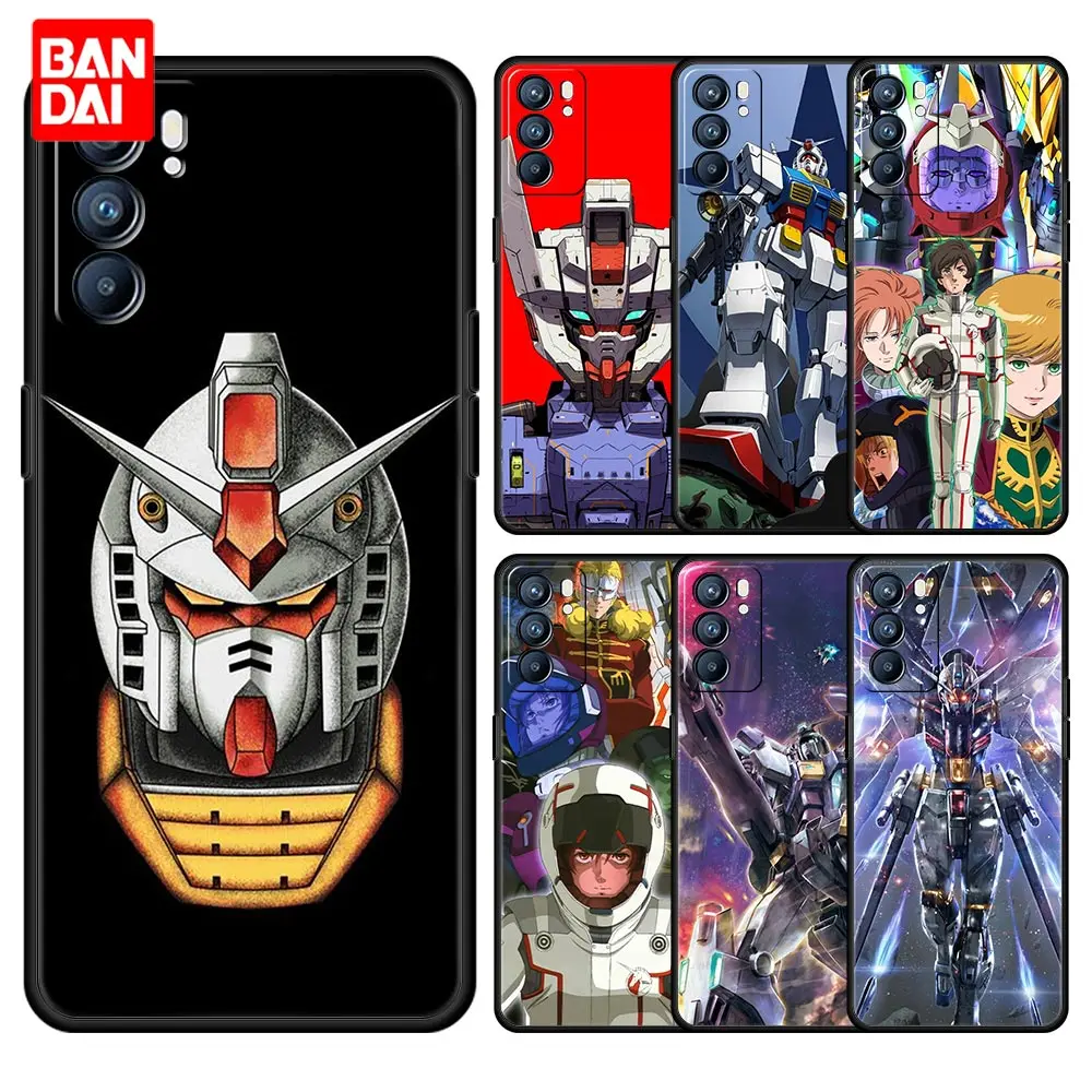 

Suit Gundam Case for Oppo A53 A52 A3s A5s A12 A9 A15 A31 A54 A74 A93 2020 A94 F19 Pro Couple Luxury Silicone Cover Casing Black