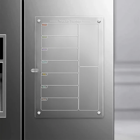 Прозрачная доска-планировщик 7,8x11,7 в акриле, календарь на неделю, многоразовая акриловая доска для сухого стирания с 6 цветными ручками для холодильника