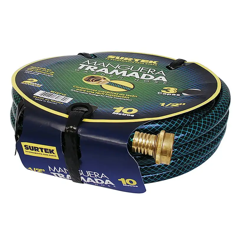 

Green woven garden hose with metallic connector 5/8" 25m reel