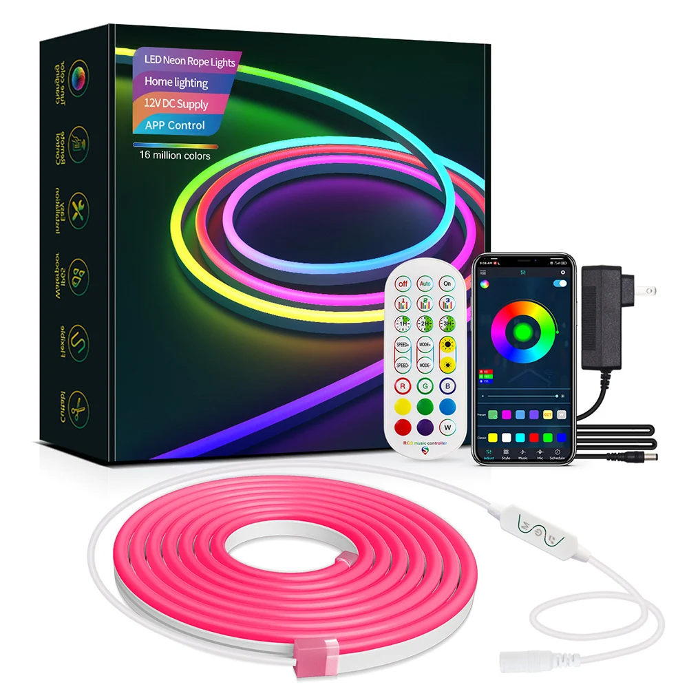 

EU/US 12V 3M RGB LED Strip Lights Waterproof Flexible Neon Lights Music Sync Remote Control Decor Light For Home Livin Room Bar