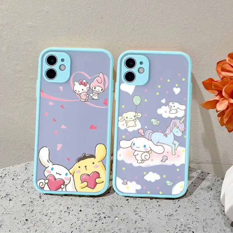 

Cinnamorol Melody Cartoon Phone Case For iphone 14 Plus 13 12 11 Pro Max Mini XS X XR Matte Transparent Light Blue Cover