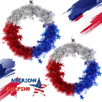 2022 American Independence Day New Wreath Decorations Pendant Room Wall Festival Decor Door Hanging Pendant Red White Blue Star