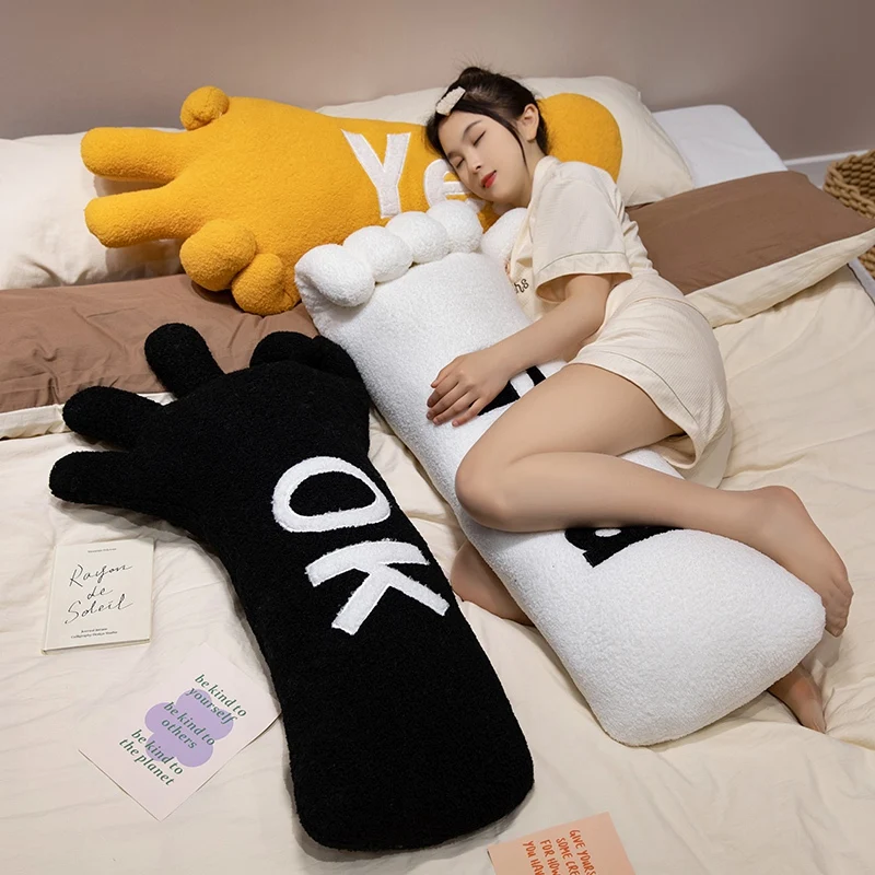 Забавные жесты плюшевые игрушки подушки с надписью Good Yes милые мягкие для дивана