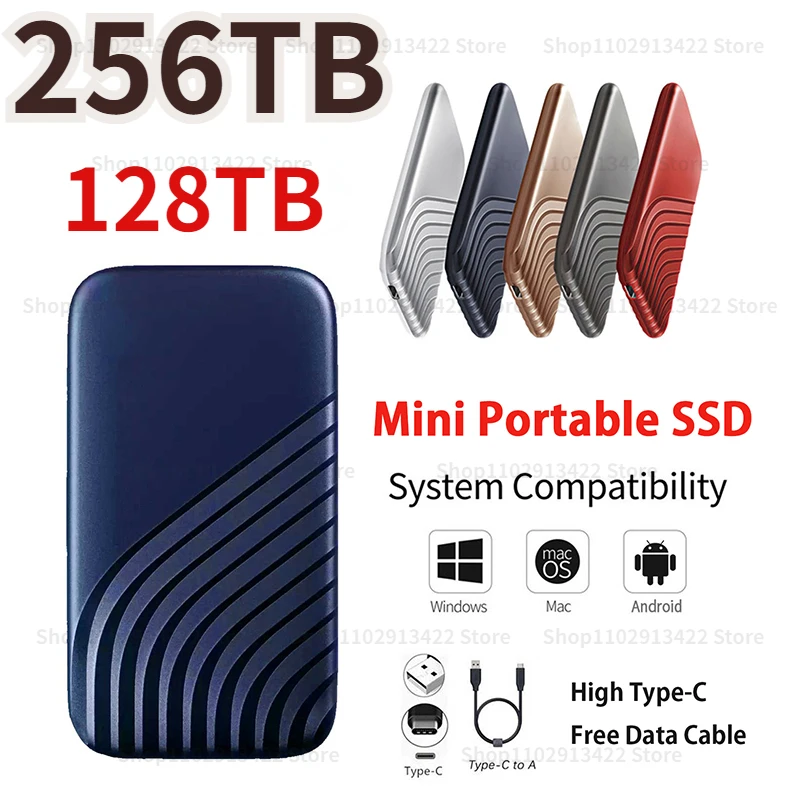 

External Mini SSD Portable HDD Type C USB3.1 2TB 4TB 16TB 256TB Solid State Drive Storage Devices Mobile Hard Disk For Laptop