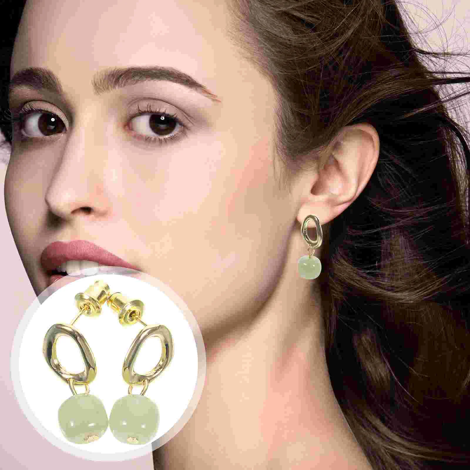 

1 Pair Jade Earring Jade Ear Decoration Women Ear Stud Ear Accessories Ear Pendant
