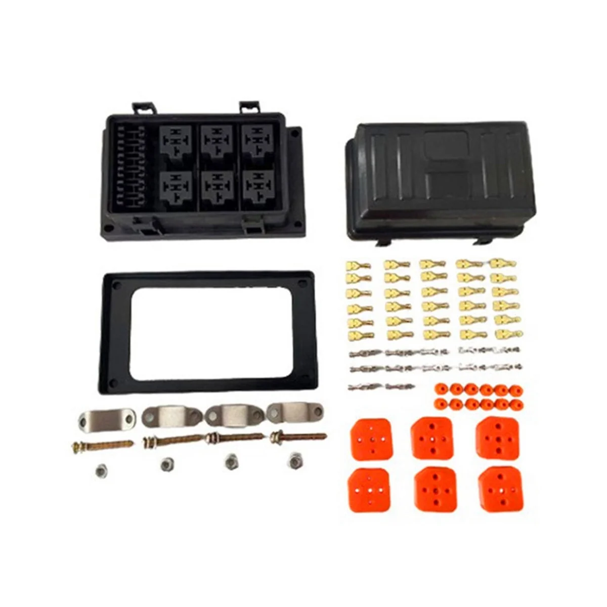 

12V 40A Relay Box 6 Way Atc/Ato Transparent Shell Fuse Block with Relay Universal Waterproof Relay Box 24V 4P for Car