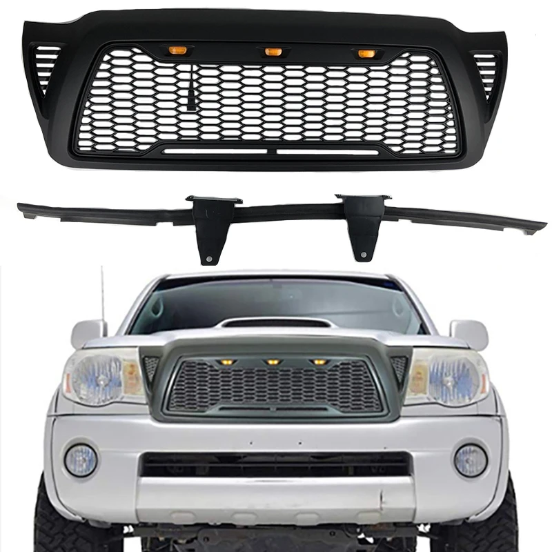

Подходят для Toyota Tacoma 2005-2011, 3 шт., светодиодный фонарь, под заказ, передняя Верхняя сетчатая решетка высокого качества, решетка из АБС-пластика