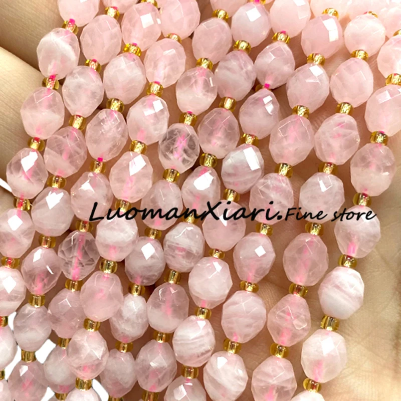 Натуральный камень 8x6 мм граненый рис форма AA Мадагаскар розовый кварц овальные