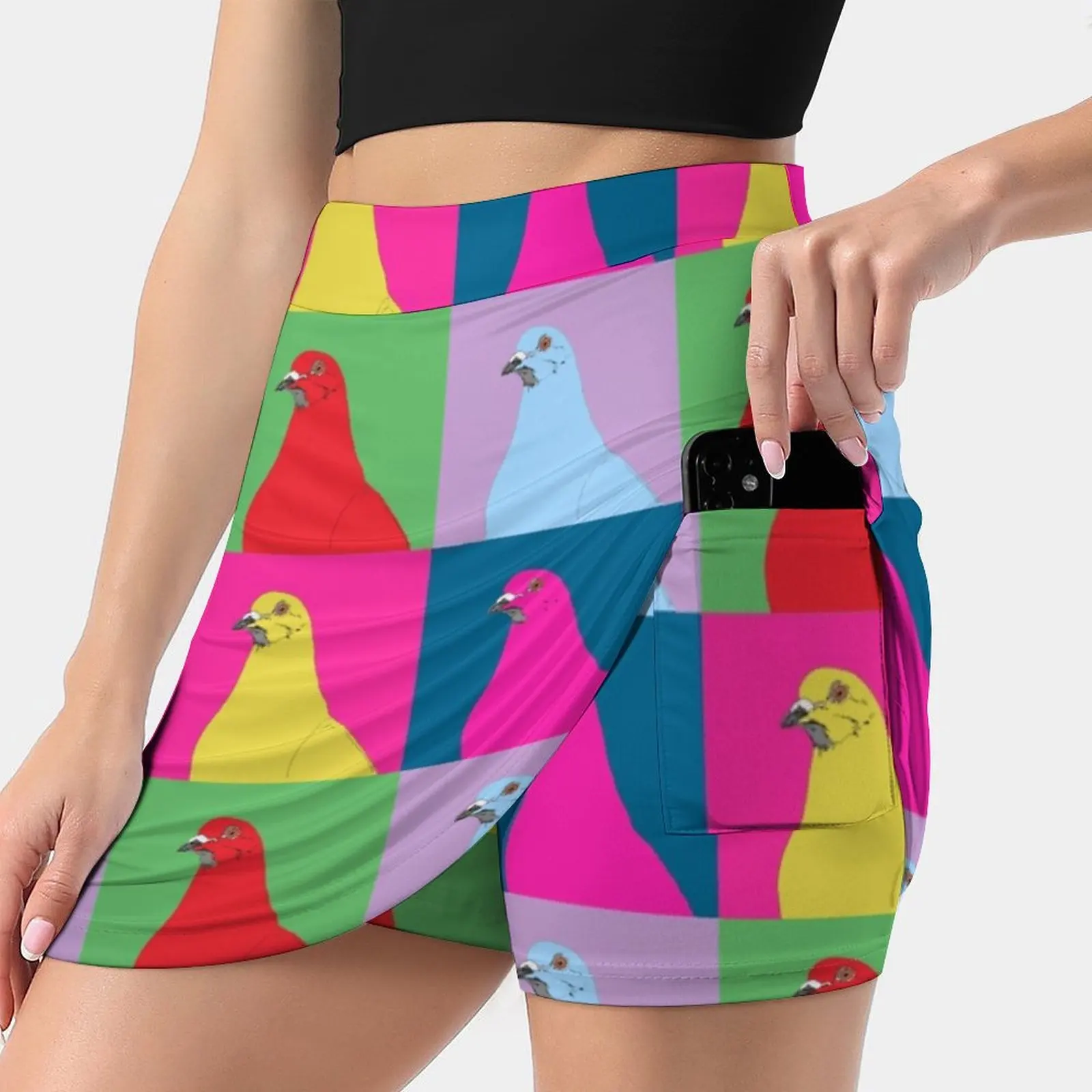 

Женская мини-юбка с карманами, трапециевидная юбка с изображением птиц