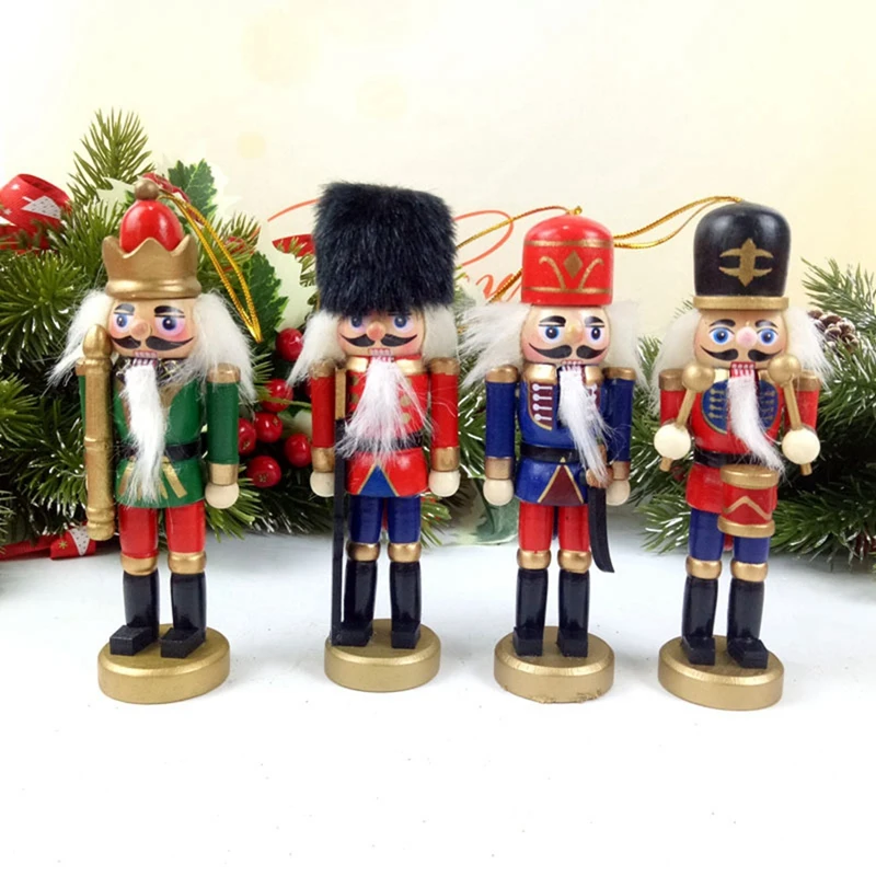 

4Pcs 12Cm Wooden Nutcracker Soldier Ornaments Nutcracker Playing Band Dolls Christmas Decor For Living Room Artwork