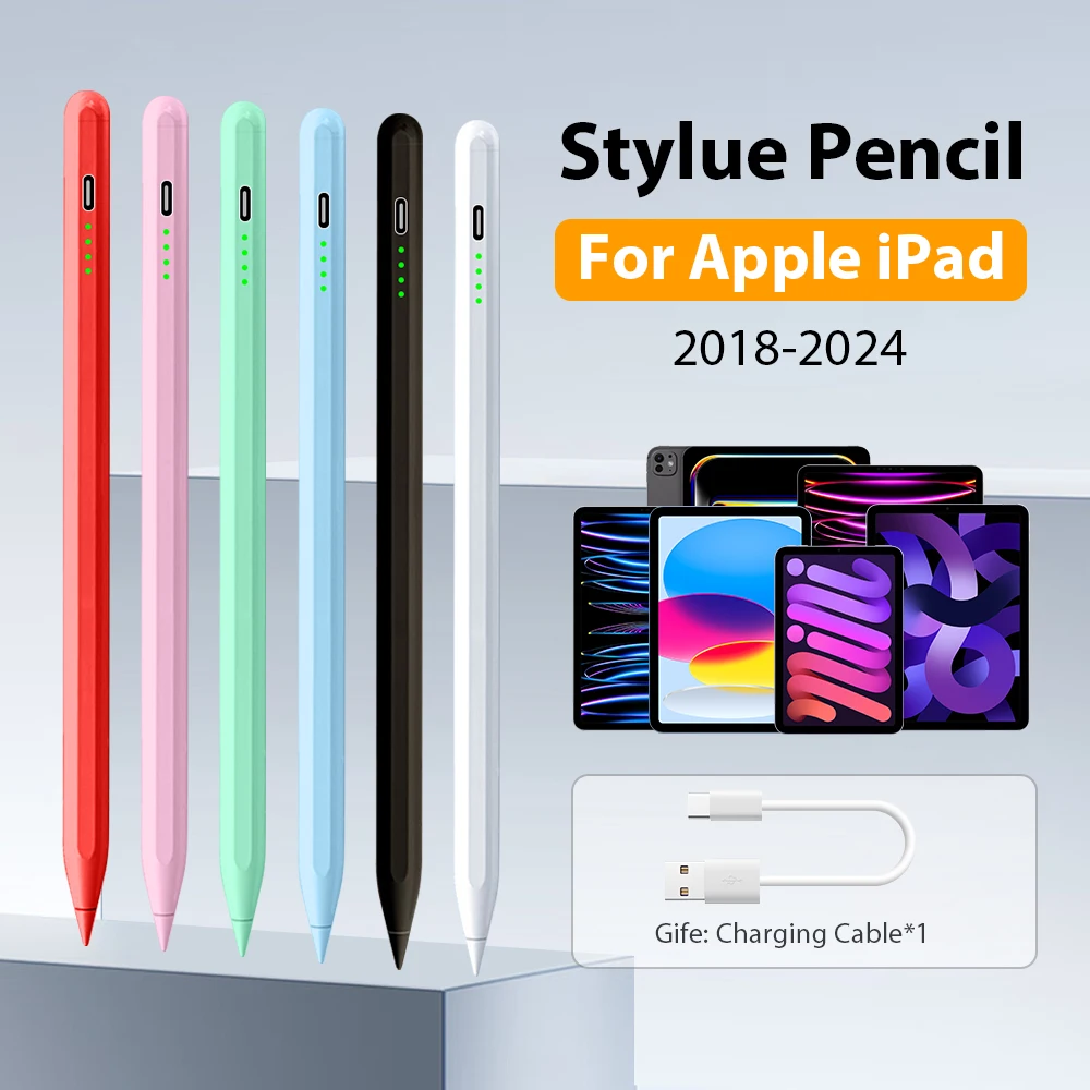 Для Apple Pencil Ipad Pro 13 12 9 11 M4 Air 5 4 3 M2 Стилус 10 10-го 9-го поколения Mini 7 6 2 2024 Планшет