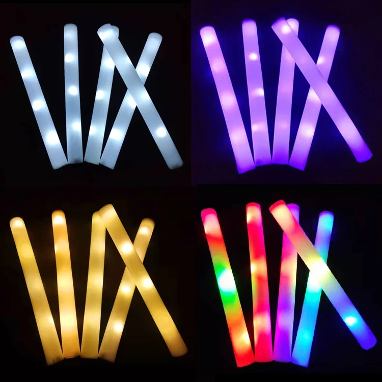 6-60Pcs Glow Sticks RGB LED Glow Bulk Colorful LED Foam Stick Cheer Tube Stick per Party Bulk Colorful Wedding Decoration Sticks