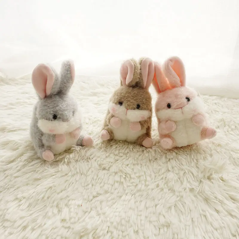 

Real Life Fluffy Rabbit Plush Toy Lifelike Bunny Doll Soft Stuffed Animal Pendant Key Chain Birthday Gift for Children Kids