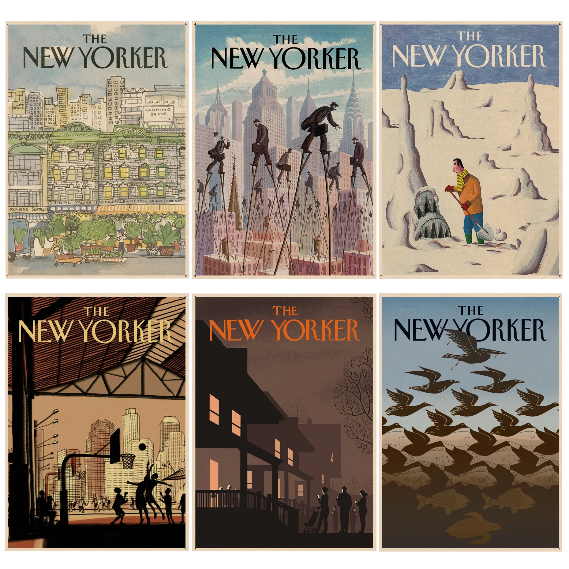 

The New Yorker Magazines Anime Posters Wall Art Retro Posters For Home Vintage Decorative Painting
